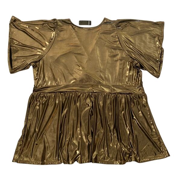Torrid Womens Top Gold Liquid Shine Surplice Split Sleeve Peplum Plus Size 4X - Picture 10 of 12